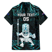 Custom New Zealand Maori Taiaha Family Matching Off Shoulder Short Dress and Hawaiian Shirt Tiki Warrior Paua Shell LT05 - Polynesian Pride