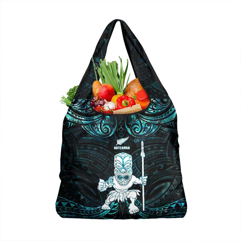 New Zealand Maori Taiaha Grocery Bag Tiki Warrior Paua Shell LT05 1-pack One Size Black - Polynesian Pride