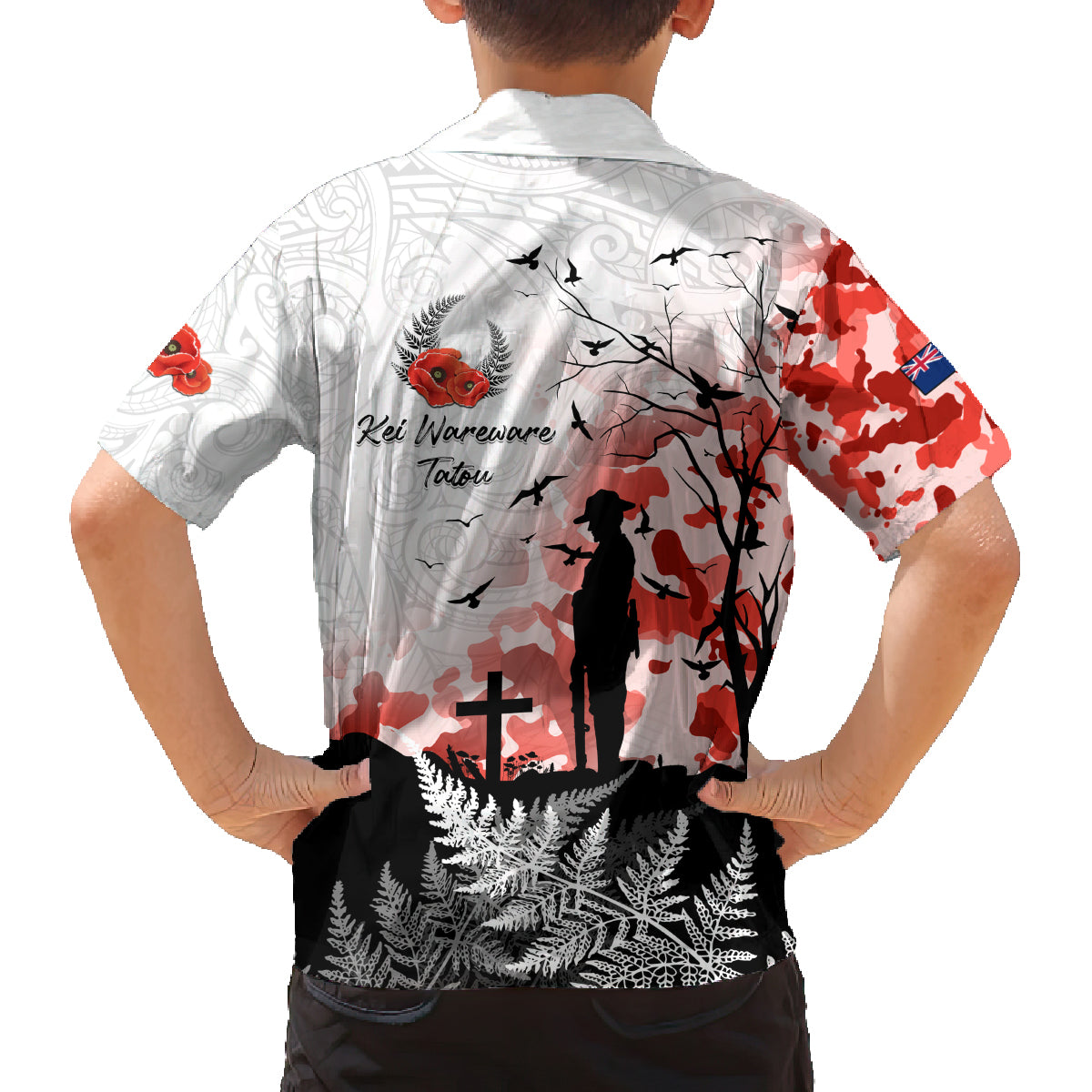 Kei Wareware Tatou New Zealand ANZAC Day Family Matching Off Shoulder Maxi Dress and Hawaiian Shirt Lest We Forget LT05 - Polynesian Pride