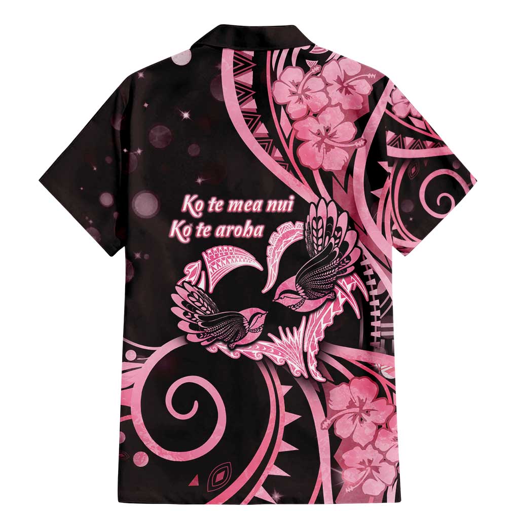 New Zealand Valentine Family Matching Mermaid Dress and Hawaiian Shirt Aroha Sweet Pink Piwakawaka LT05 - Polynesian Pride