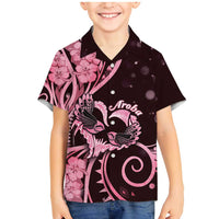 New Zealand Valentine Family Matching Mermaid Dress and Hawaiian Shirt Aroha Sweet Pink Piwakawaka LT05 Son's Shirt Pink - Polynesian Pride