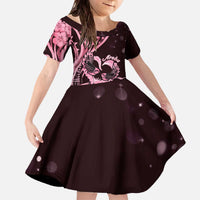 New Zealand Valentine Family Matching Off The Shoulder Long Sleeve Dress and Hawaiian Shirt Aroha Sweet Pink Piwakawaka LT05 - Polynesian Pride