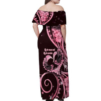 New Zealand Valentine Family Matching Off Shoulder Maxi Dress and Hawaiian Shirt Aroha Sweet Pink Piwakawaka LT05 - Polynesian Pride