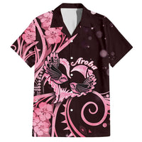 New Zealand Valentine Family Matching Off Shoulder Short Dress and Hawaiian Shirt Aroha Sweet Pink Piwakawaka LT05 Dad's Shirt - Short Sleeve Pink - Polynesian Pride
