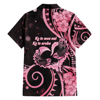 New Zealand Valentine Family Matching Off Shoulder Short Dress and Hawaiian Shirt Aroha Sweet Pink Piwakawaka LT05 - Polynesian Pride