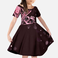 New Zealand Valentine Family Matching Puletasi and Hawaiian Shirt Aroha Sweet Pink Piwakawaka LT05 Daughter's Dress Pink - Polynesian Pride