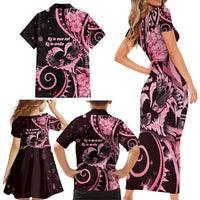 New Zealand Valentine Family Matching Short Sleeve Bodycon Dress and Hawaiian Shirt Aroha Sweet Pink Piwakawaka LT05 - Polynesian Pride
