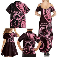 New Zealand Valentine Family Matching Summer Maxi Dress and Hawaiian Shirt Aroha Sweet Pink Piwakawaka LT05 - Polynesian Pride
