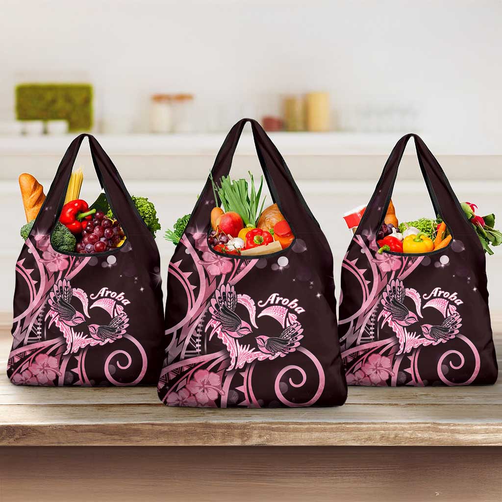 New Zealand Valentine Grocery Bag Aroha Sweet Pink Piwakawaka LT05 3-pack One Size Pink - Polynesian Pride