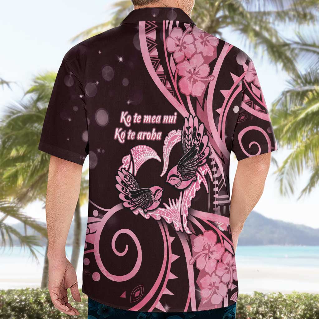New Zealand Valentine Hawaiian Shirt Aroha Sweet Pink Piwakawaka LT05 - Polynesian Pride