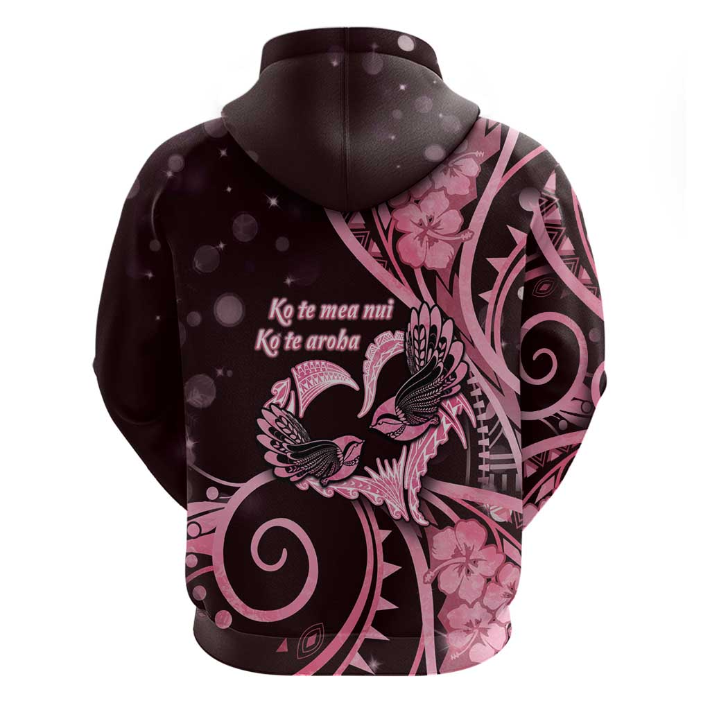New Zealand Valentine Hoodie Aroha Sweet Pink Piwakawaka LT05 - Polynesian Pride