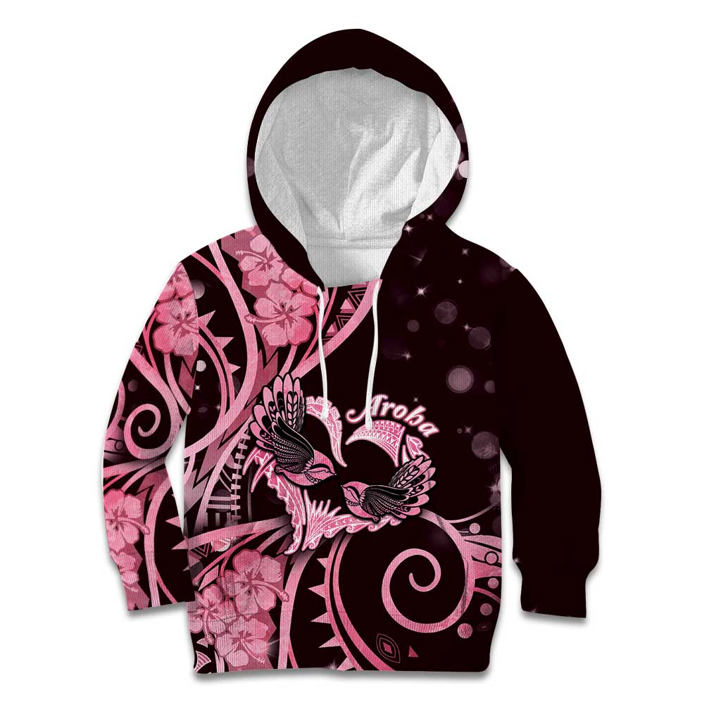 New Zealand Valentine Kid Hoodie Aroha Sweet Pink Piwakawaka LT05 Hoodie Pink - Polynesian Pride