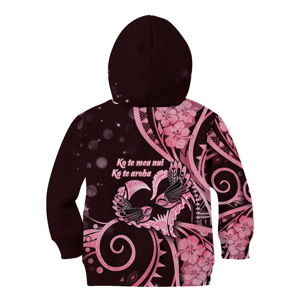 New Zealand Valentine Kid Hoodie Aroha Sweet Pink Piwakawaka LT05 - Polynesian Pride