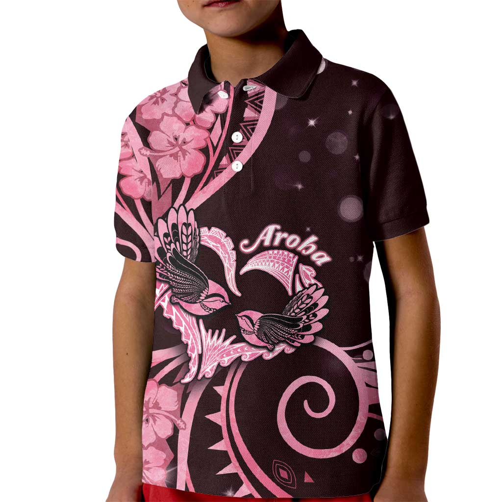 New Zealand Valentine Kid Polo Shirt Aroha Sweet Pink Piwakawaka LT05 Kid Pink - Polynesian Pride