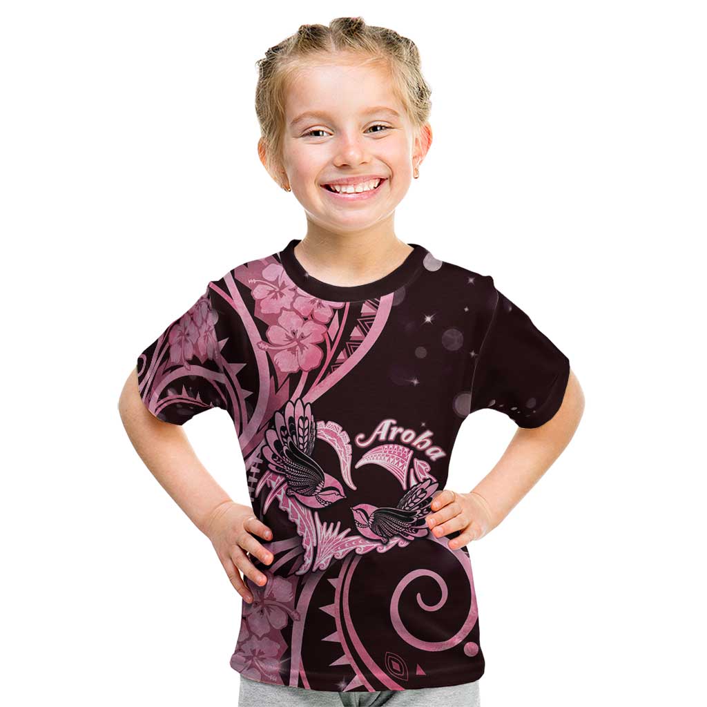 New Zealand Valentine Kid T Shirt Aroha Sweet Pink Piwakawaka LT05 Pink - Polynesian Pride