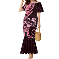 New Zealand Valentine Mermaid Dress Aroha Sweet Pink Piwakawaka LT05 Women Pink - Polynesian Pride