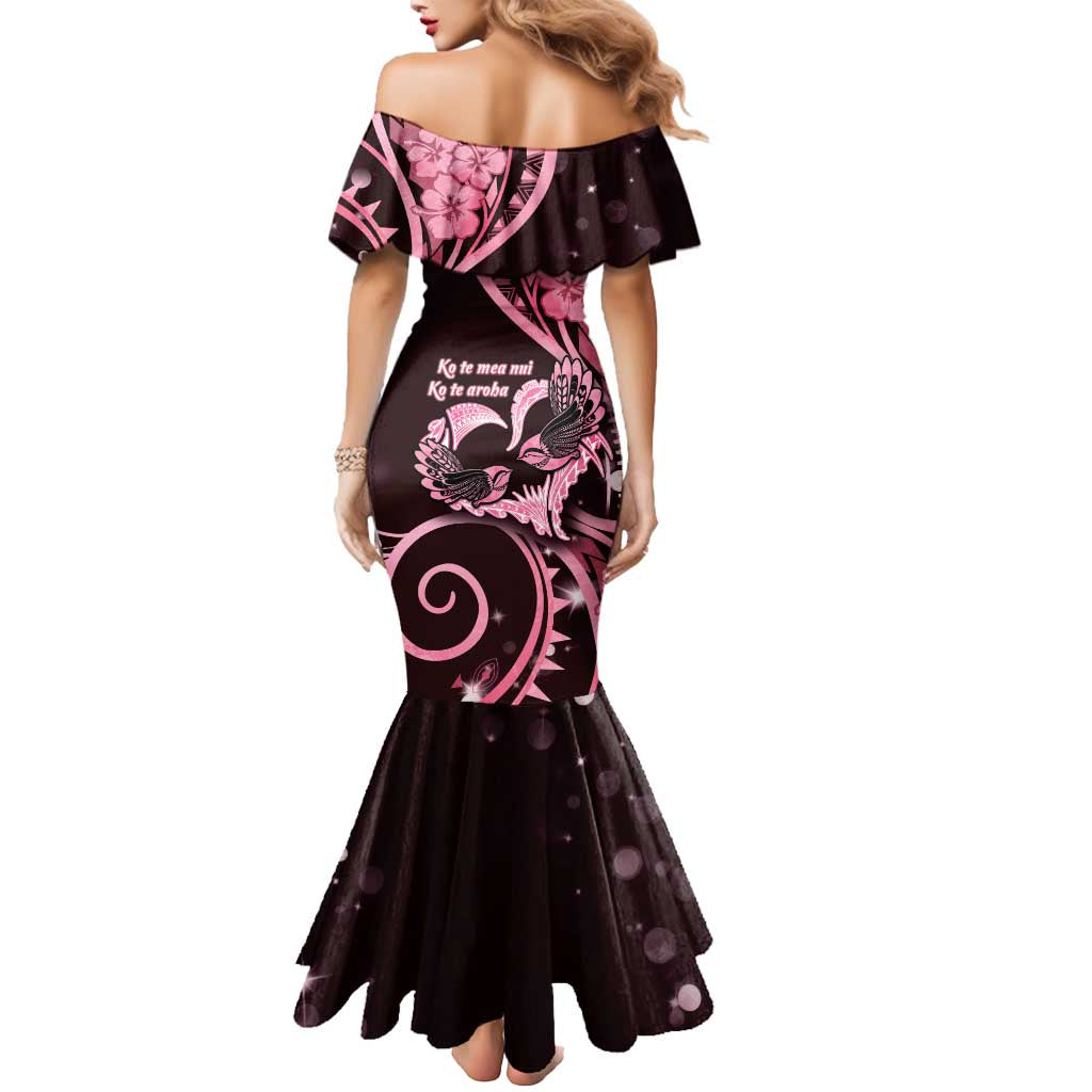 New Zealand Valentine Mermaid Dress Aroha Sweet Pink Piwakawaka LT05 - Polynesian Pride