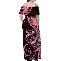 New Zealand Valentine Off Shoulder Maxi Dress Aroha Sweet Pink Piwakawaka LT05 - Polynesian Pride
