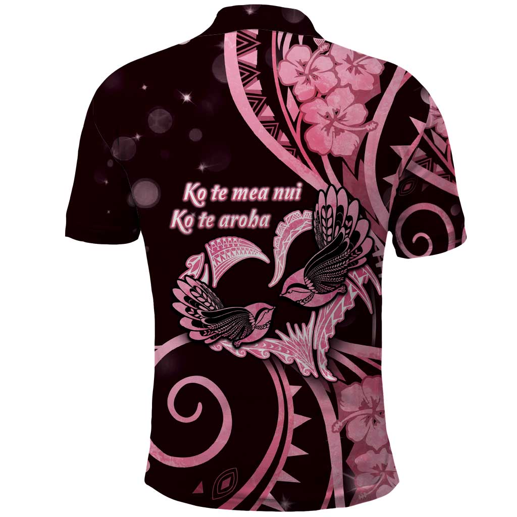 New Zealand Valentine Polo Shirt Aroha Sweet Pink Piwakawaka LT05 - Polynesian Pride