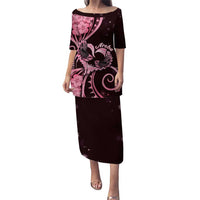 New Zealand Valentine Puletasi Aroha Sweet Pink Piwakawaka LT05 Long Dress Pink - Polynesian Pride