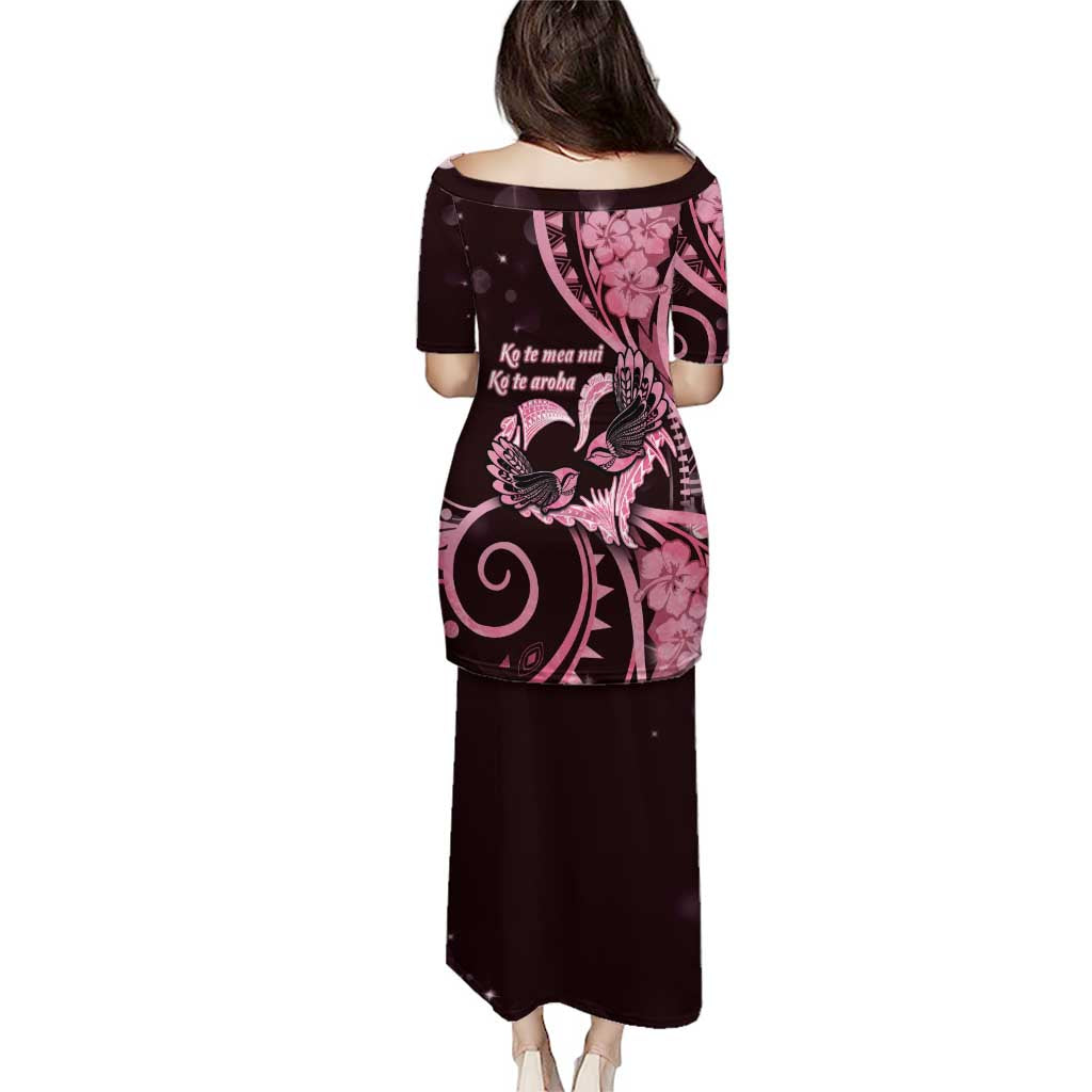 New Zealand Valentine Puletasi Aroha Sweet Pink Piwakawaka LT05 - Polynesian Pride