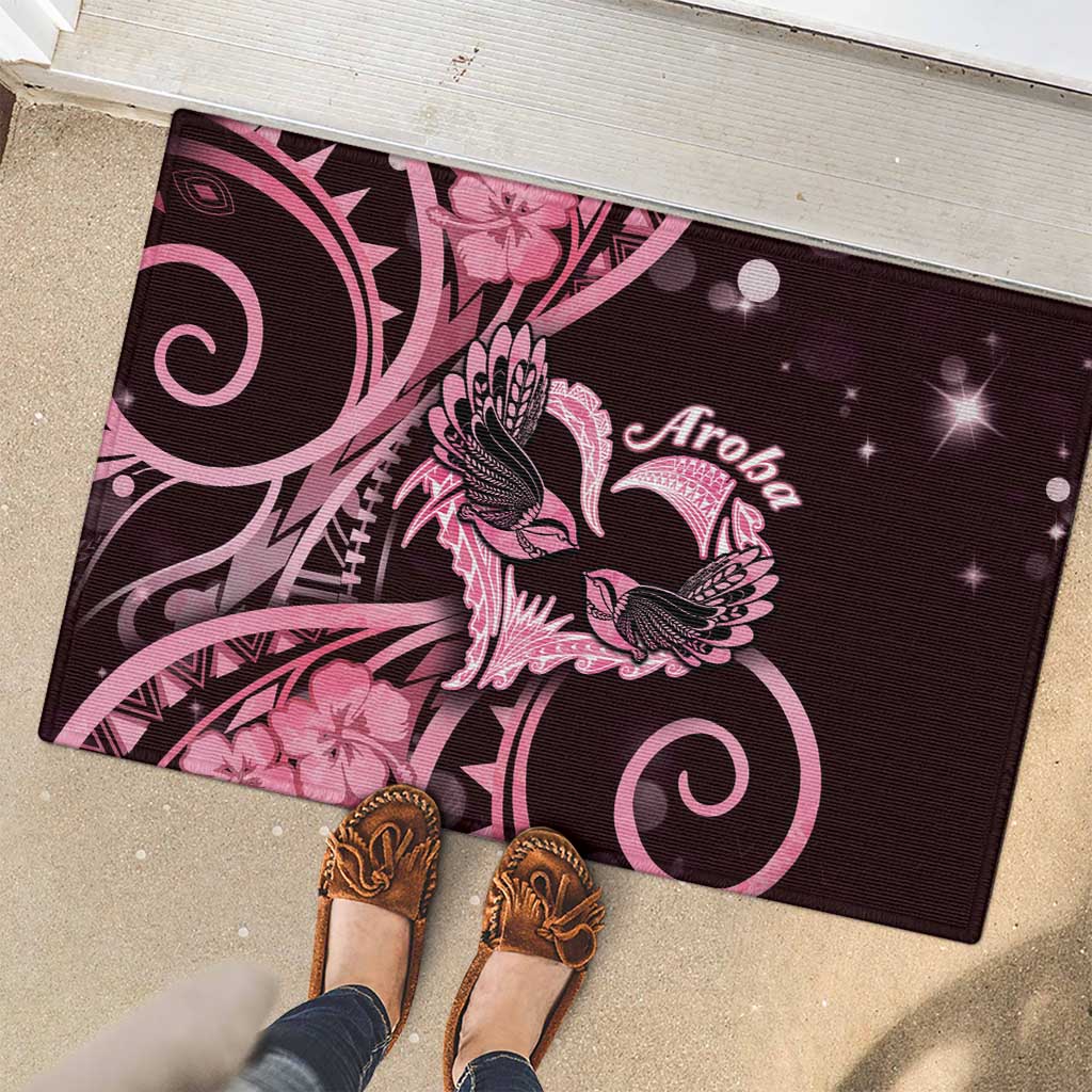 New Zealand Valentine Rubber Doormat Aroha Sweet Pink Piwakawaka
