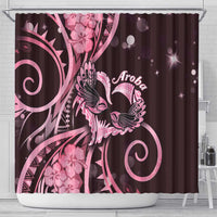 New Zealand Valentine Shower Curtain Aroha Sweet Pink Piwakawaka LT05 - Polynesian Pride