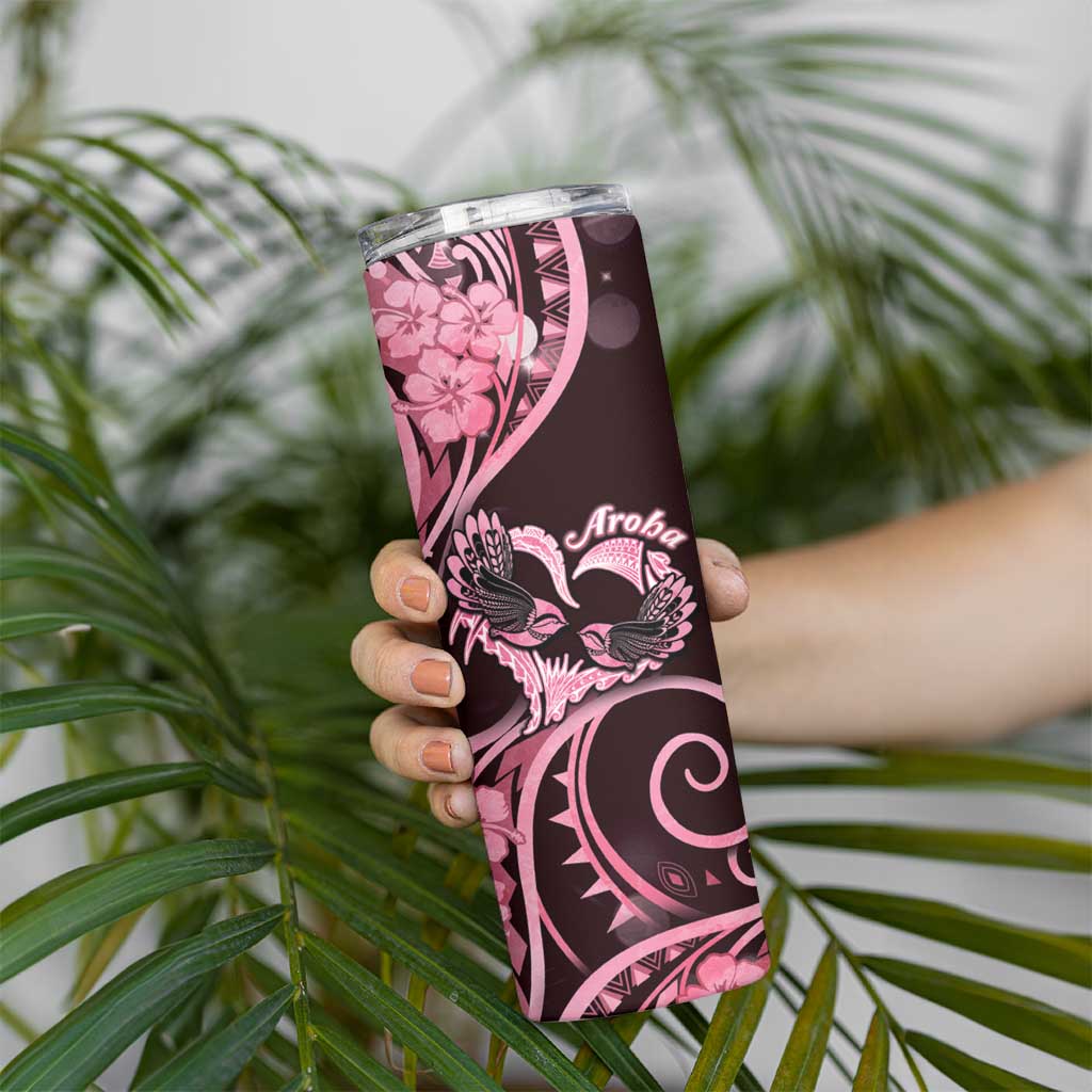 New Zealand Valentine Skinny Tumbler Aroha Sweet Pink Piwakawaka LT05 - Polynesian Pride