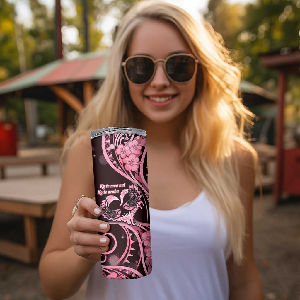 New Zealand Valentine Skinny Tumbler Aroha Sweet Pink Piwakawaka LT05 - Polynesian Pride