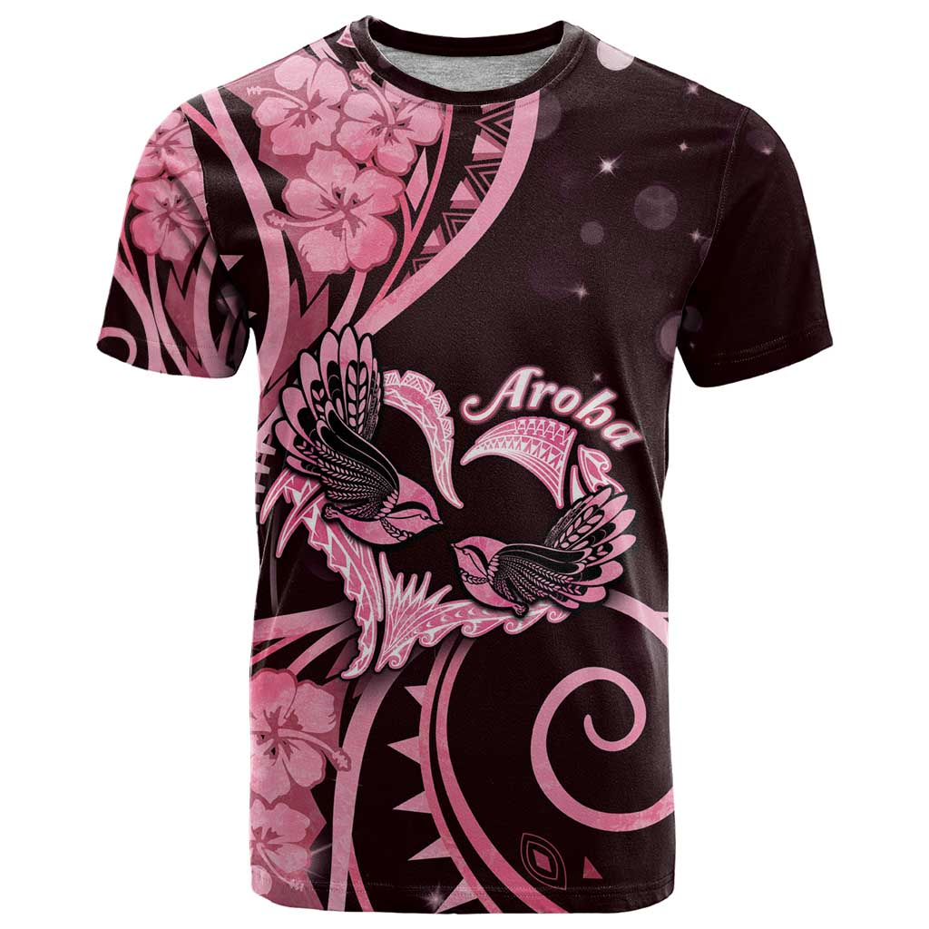 New Zealand Valentine T Shirt Aroha Sweet Pink Piwakawaka LT05 Pink - Polynesian Pride