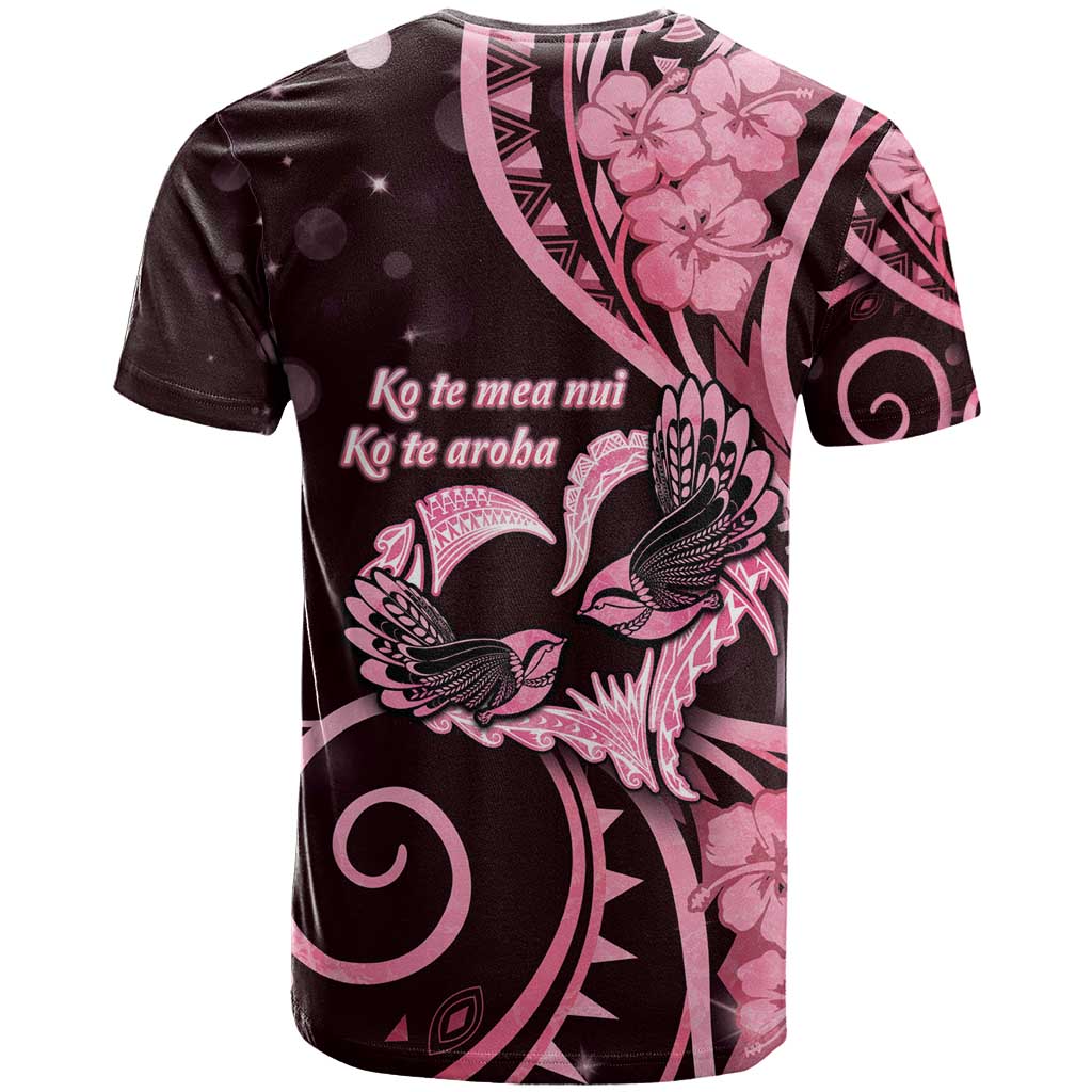 New Zealand Valentine T Shirt Aroha Sweet Pink Piwakawaka LT05 - Polynesian Pride