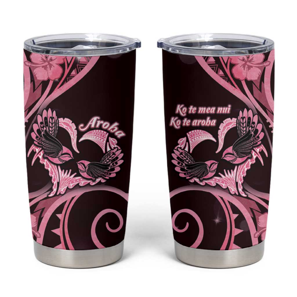 New Zealand Valentine Tumbler Cup Aroha Sweet Pink Piwakawaka LT05 Pink - Polynesian Pride