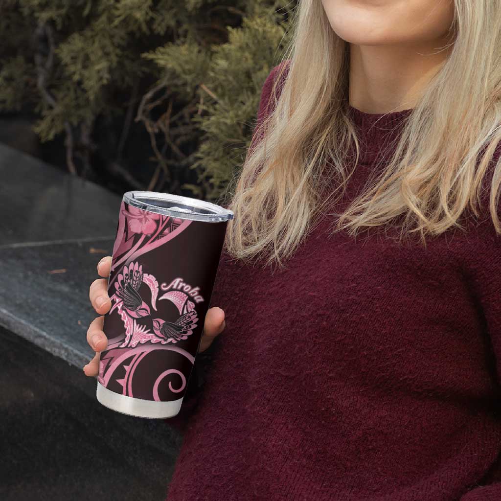 New Zealand Valentine Tumbler Cup Aroha Sweet Pink Piwakawaka LT05 - Polynesian Pride