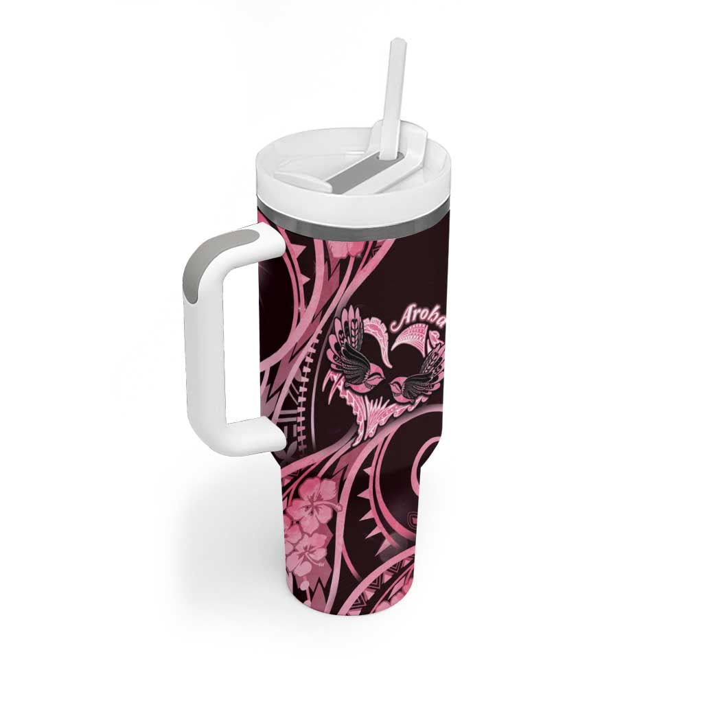 New Zealand Valentine Tumbler With Handle Aroha Sweet Pink Piwakawaka LT05 - Polynesian Pride