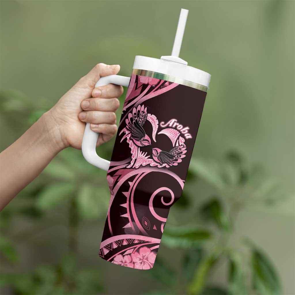New Zealand Valentine Tumbler With Handle Aroha Sweet Pink Piwakawaka LT05 - Polynesian Pride
