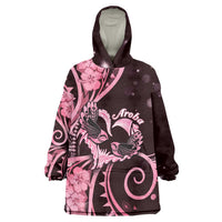 New Zealand Valentine Wearable Blanket Hoodie Aroha Sweet Pink Piwakawaka LT05 One Size Pink - Polynesian Pride