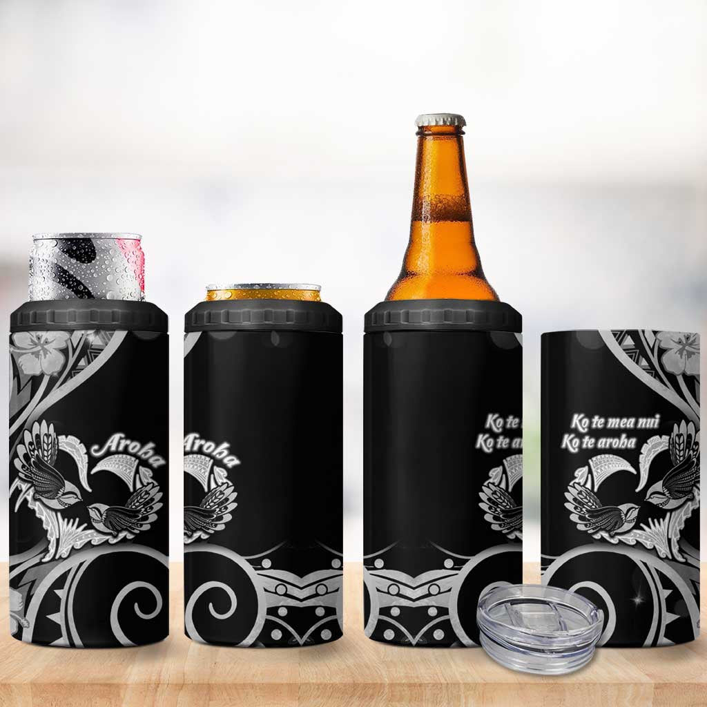New Zealand Valentine 4 in 1 Can Cooler Tumbler Aroha Gray Piwakawaka LT05 - Polynesian Pride
