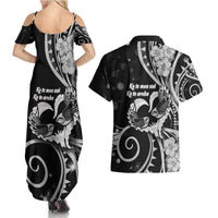 New Zealand Valentine Couples Matching Summer Maxi Dress and Hawaiian Shirt Aroha Gray Piwakawaka LT05 - Polynesian Pride