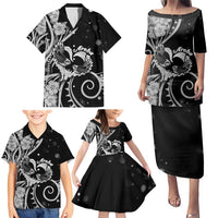 New Zealand Valentine Family Matching Puletasi and Hawaiian Shirt Aroha Gray Piwakawaka LT05 - Polynesian Pride