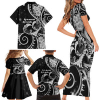 New Zealand Valentine Family Matching Short Sleeve Bodycon Dress and Hawaiian Shirt Aroha Gray Piwakawaka LT05 - Polynesian Pride
