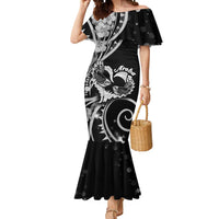 New Zealand Valentine Mermaid Dress Aroha Gray Piwakawaka LT05 Women Gray - Polynesian Pride