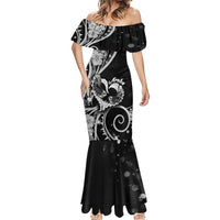 New Zealand Valentine Mermaid Dress Aroha Gray Piwakawaka LT05 - Polynesian Pride