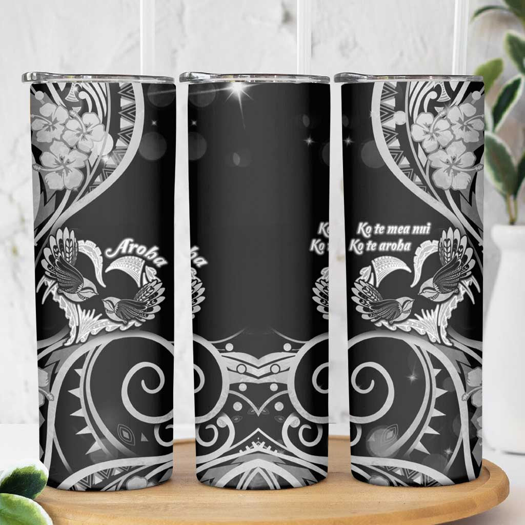 New Zealand Valentine Skinny Tumbler Aroha Gray Piwakawaka LT05 - Polynesian Pride