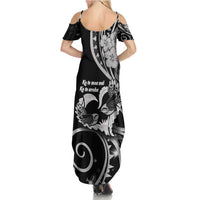 New Zealand Valentine Summer Maxi Dress Aroha Gray Piwakawaka