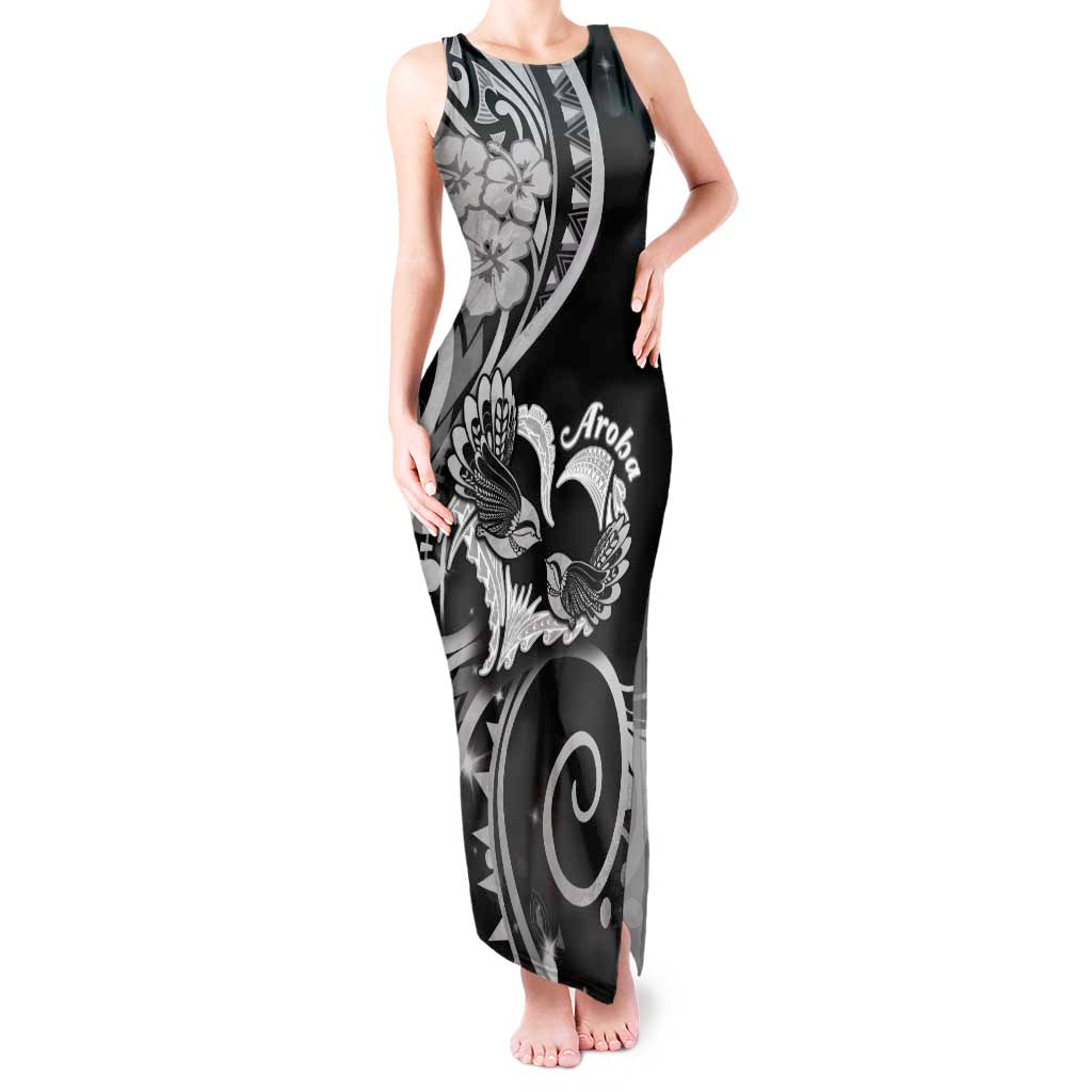 New Zealand Valentine Tank Maxi Dress Aroha Gray Piwakawaka LT05 Women Gray - Polynesian Pride