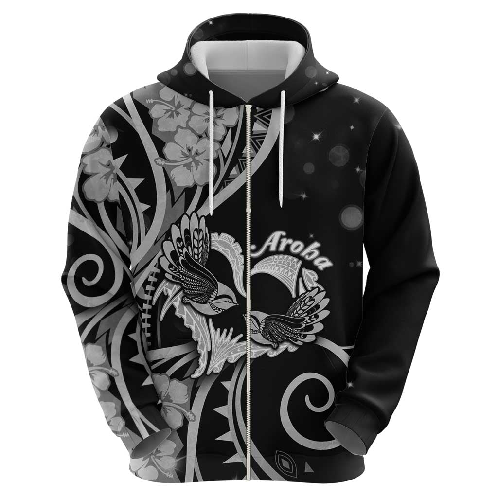 New Zealand Valentine Zip Hoodie Aroha Gray Piwakawaka