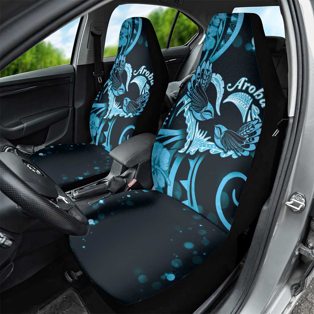New Zealand Valentine Car Seat Cover Aroha Cyan Piwakawaka LT05 - Polynesian Pride