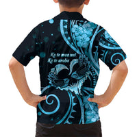 New Zealand Valentine Kid Hawaiian Shirt Aroha Cyan Piwakawaka LT05 - Polynesian Pride