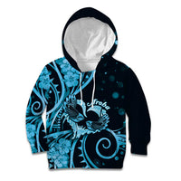 New Zealand Valentine Kid Hoodie Aroha Cyan Piwakawaka LT05 Hoodie Cyan - Polynesian Pride