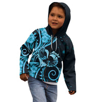 New Zealand Valentine Kid Hoodie Aroha Cyan Piwakawaka LT05 - Polynesian Pride
